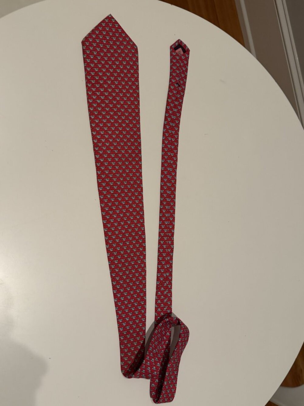 Vineyard Vines Red Whale Print Silk Tie